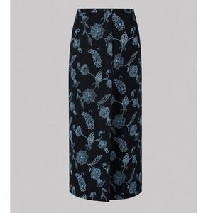 VIntage Style & Co Women's Size 6 Black Blue Floral Scroll Midi Skirt Y2K NWT